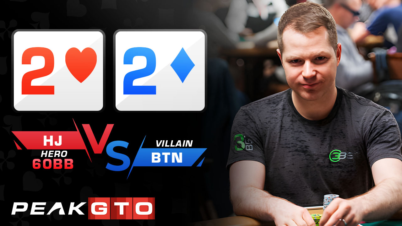 Playing Pocket 2s HJ vs BTN in a 60bb MTT