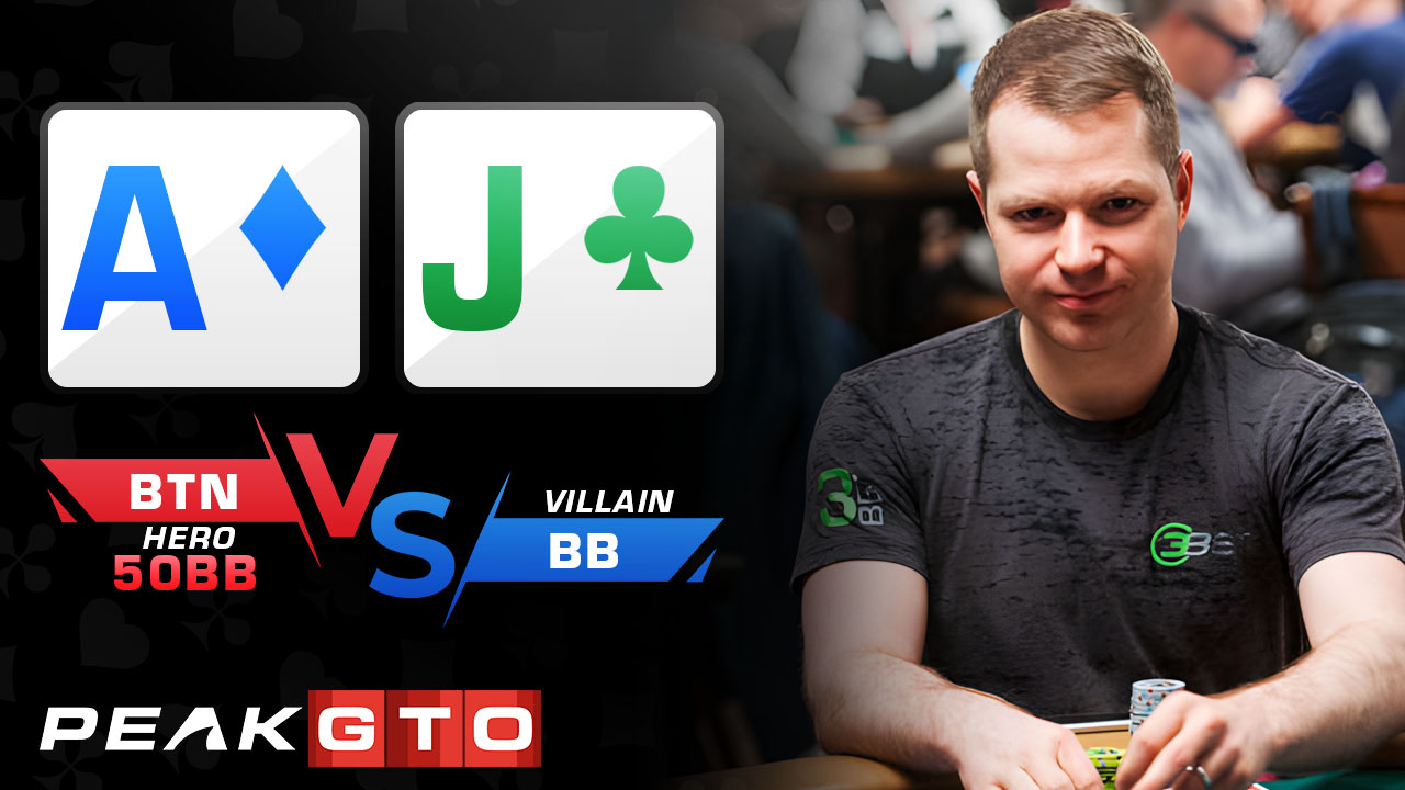 Facing Check Raise on the Flop: AJo BTN vs BB 50bb MTT