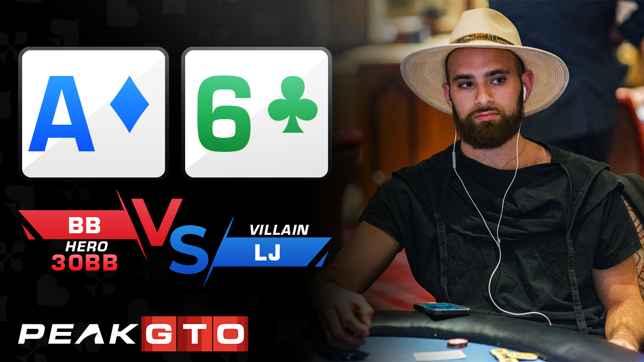 Block Bet Poker Strategy: A6o BB vs LJ at 30bb MTT