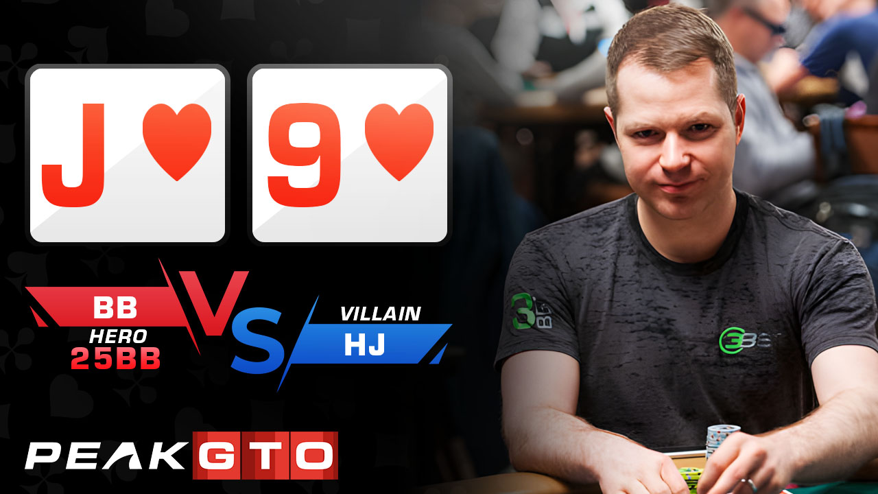Bluffing a Paired Board: J9s BB vs HJ at 25bb MTT