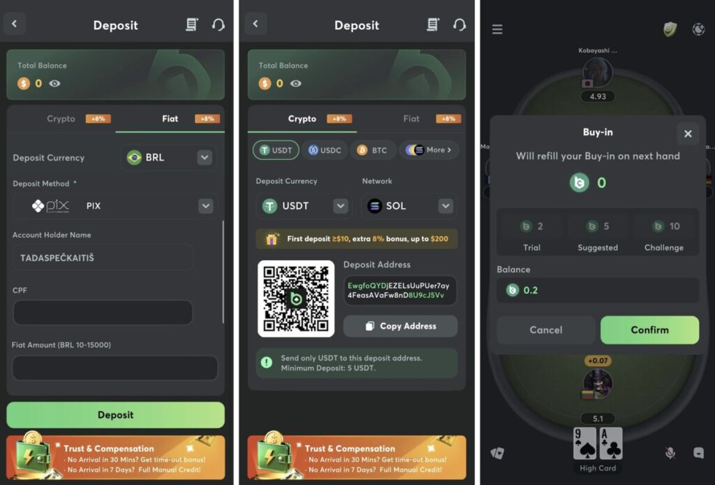 BCPoker Banking Deposits Withdrawals & Fees