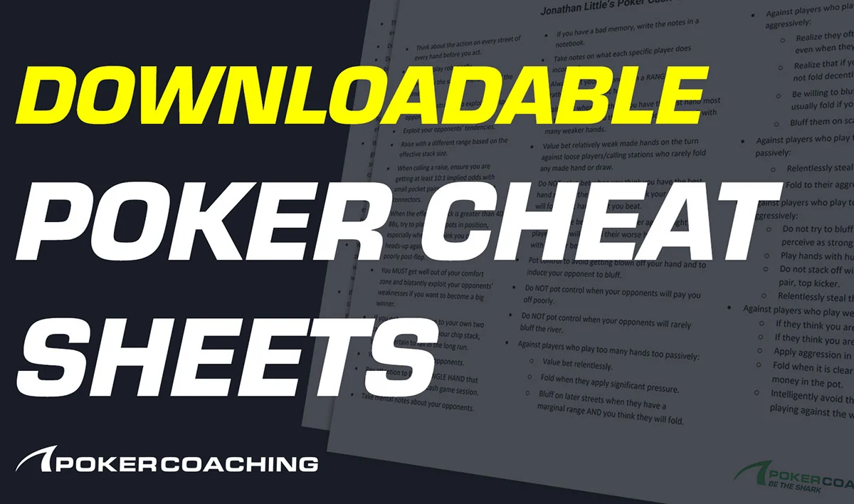 Downloadable poker cheat sheets